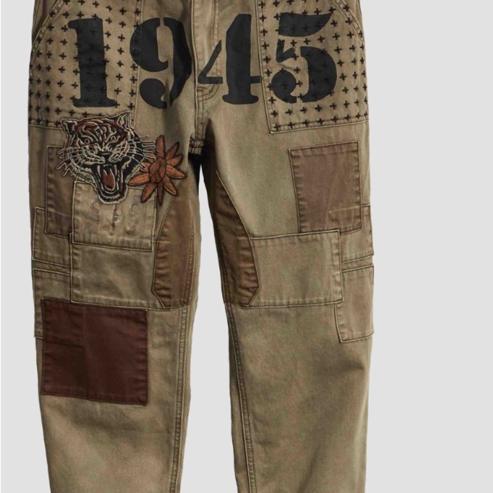 Sun + Stone Olive Cargo Pants with Patches